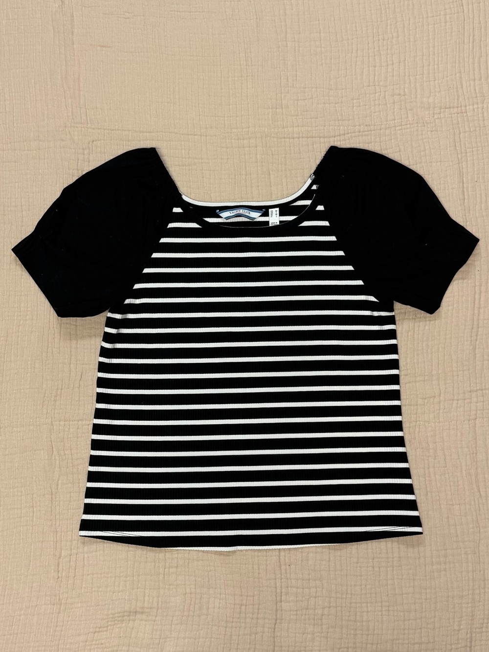 Black & White Striped Short-Sleeve Blouse - Classic Casual